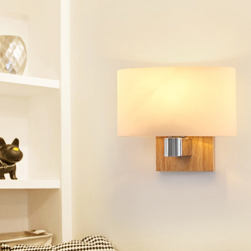 Modern Style Wall Light Wood 1 Light Sconces in Brown for Bedroom