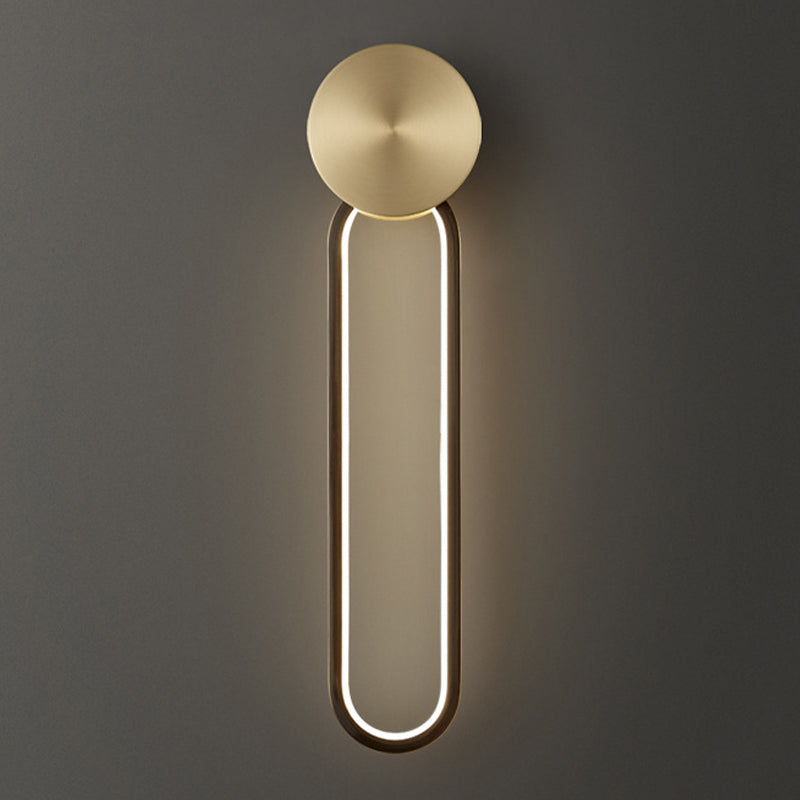 Minimalism LED Wall Sconce Oval Sconce Lighting with Brass for Bedroom