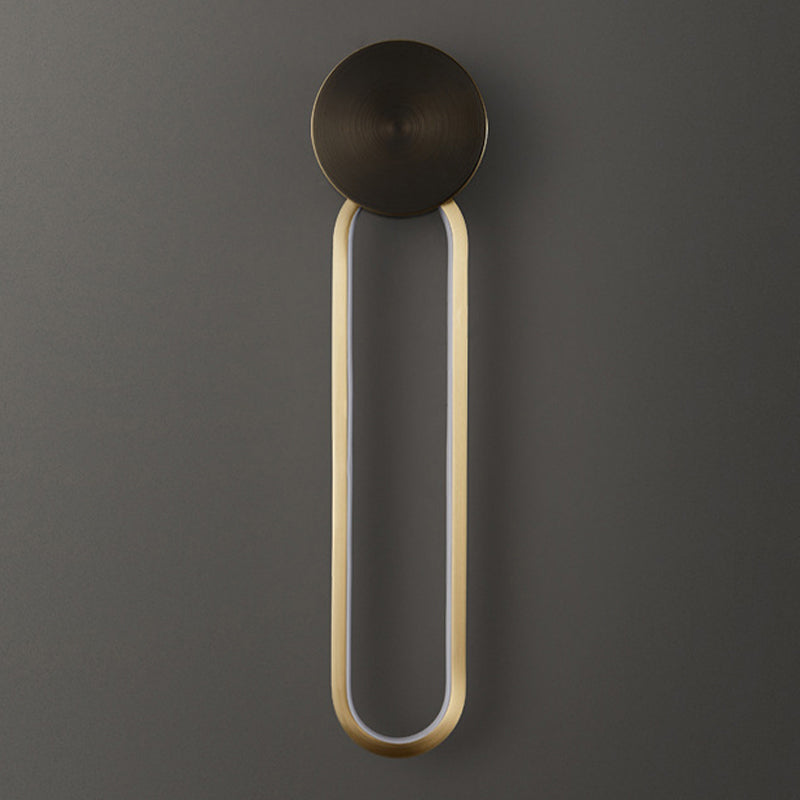 Minimalism LED Wall Sconce Oval Sconce Lighting with Brass for Bedroom