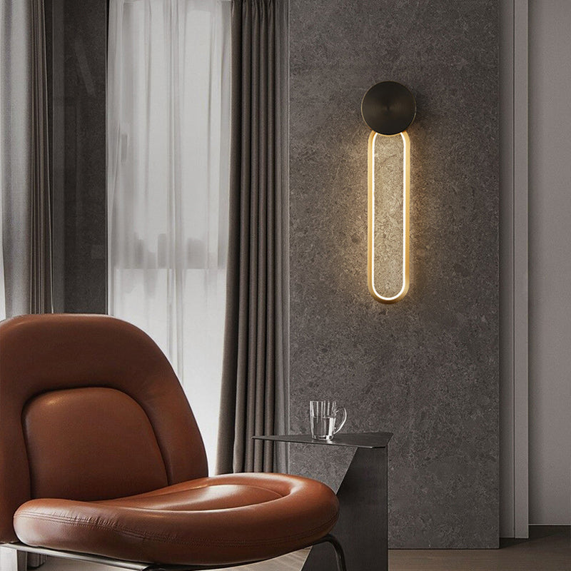 Minimalism LED Wall Sconce Oval Sconce Lighting with Brass for Bedroom