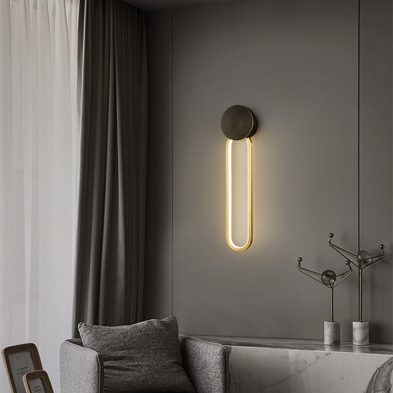 Minimalism LED Wall Sconce Oval Sconce Lighting with Brass for Bedroom