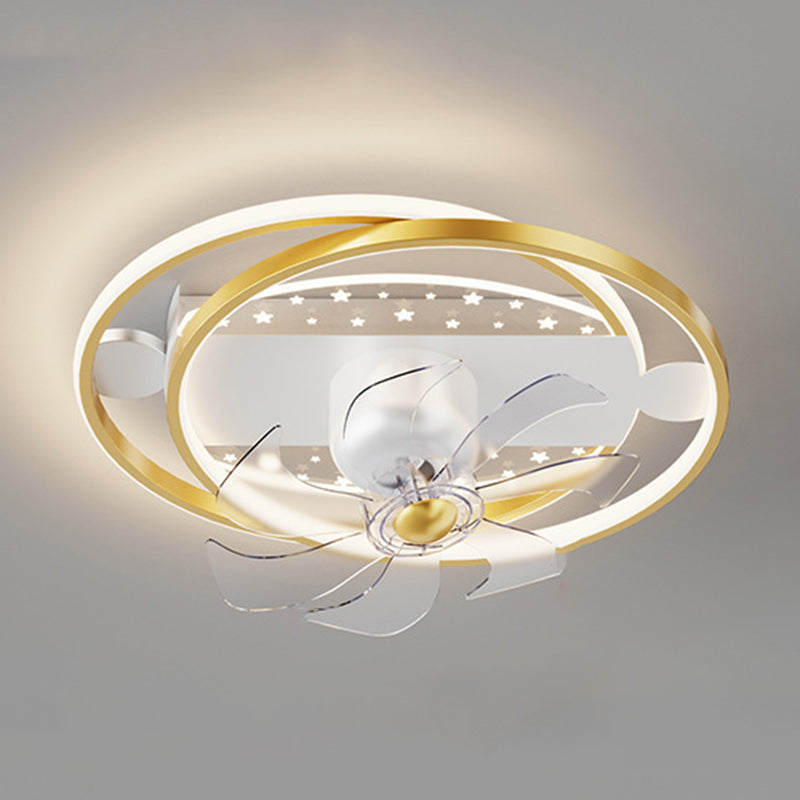 Modern Geometric LED Fan Light in Black / Gold Ceiling Fan Fixture