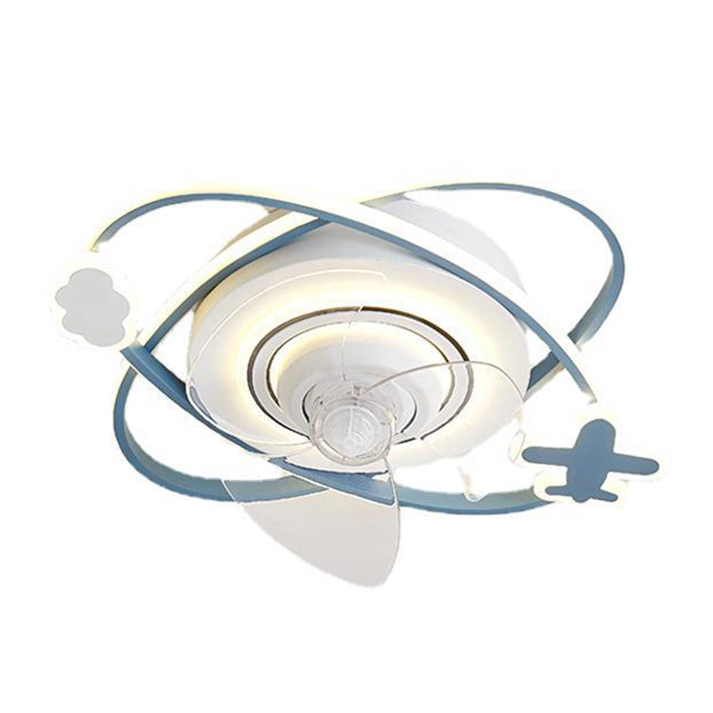3-Blade Children Ceiling Fan Polish Finish LED Fan with Light for Foyer