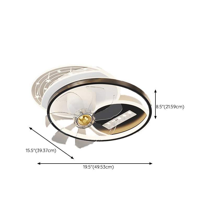 Round / Square LED Fan Mount Fixture in Black and White Modern Ceiling Fan