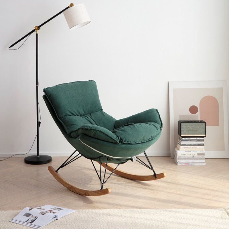 Modern Upholstered Rocker Chair Metal Frame Water Resistant Spindle Rocker Chair