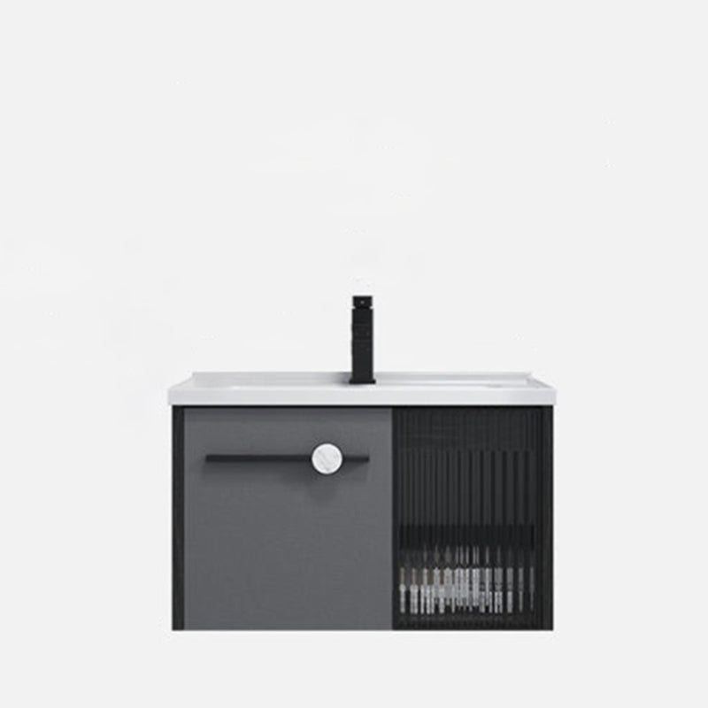 Wall Mount Bath Vanity Set Mirror Grey Rectangle Wood Bathroom Vanity with Single Sink