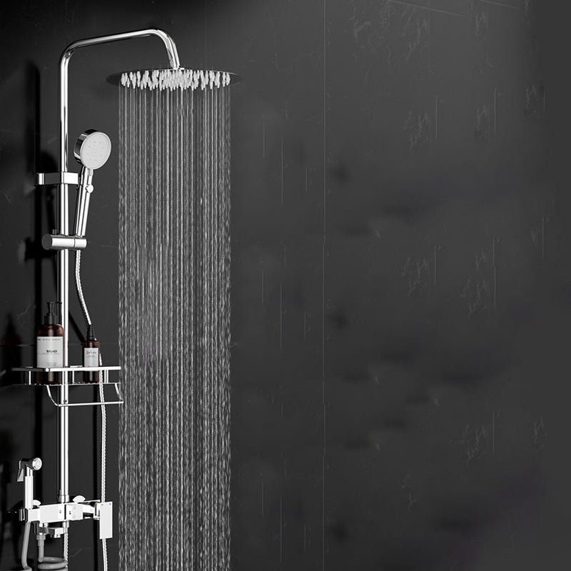 Wall Mounted Rectangle Shower System Spot Resist Copper Modern Style Shower System