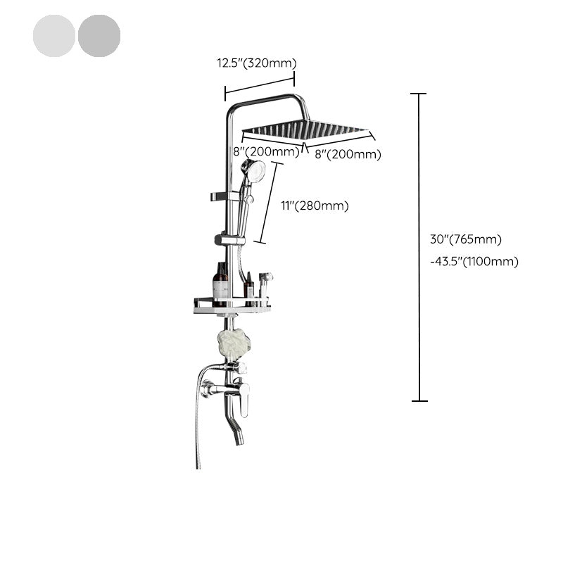 Wall Mounted Rectangle Shower System Spot Resist Copper Modern Style Shower System