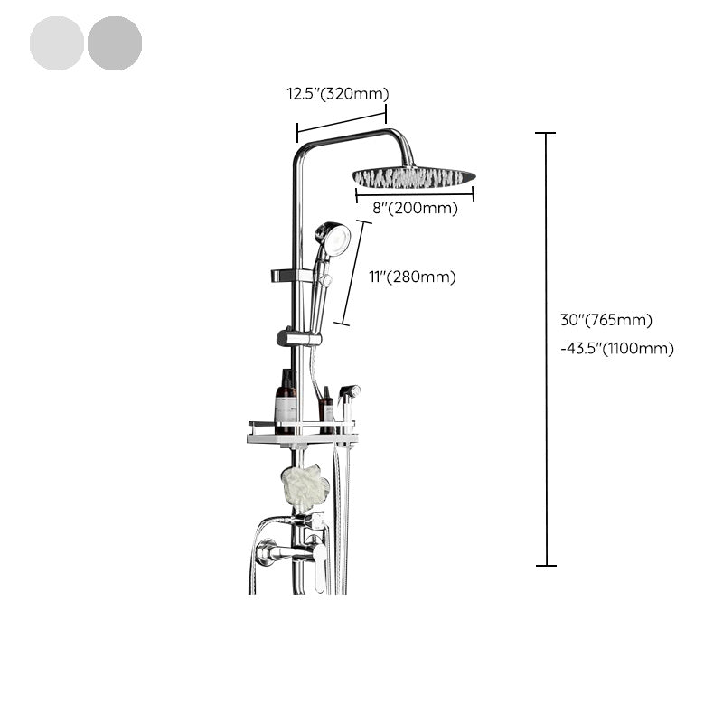 Wall Mounted Rectangle Shower System Spot Resist Copper Modern Style Shower System