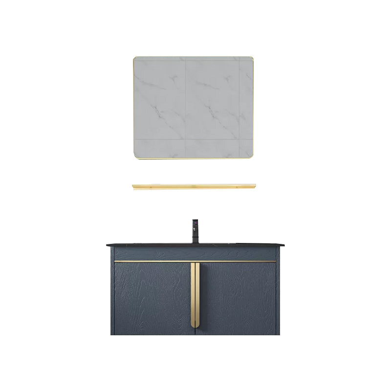 Rectangular Contemporary Bathroom Vanity Set Stainless Steel Sink Cabinet