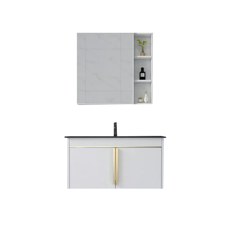 Rectangular Contemporary Bathroom Vanity Set Stainless Steel Sink Cabinet