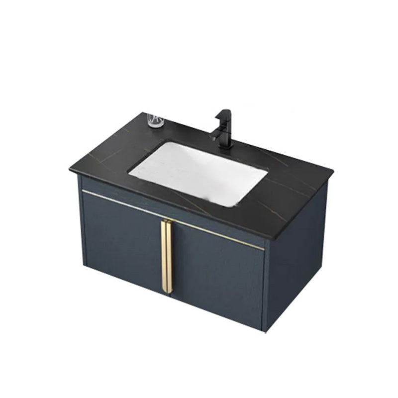 Rectangular Contemporary Bathroom Vanity Set Stainless Steel Sink Cabinet