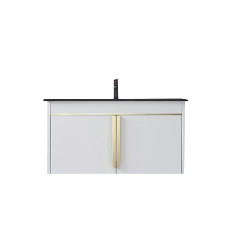 Rectangular Contemporary Bathroom Vanity Set Stainless Steel Sink Cabinet