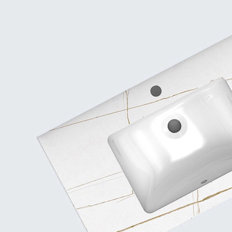 Rectangular Contemporary Bathroom Vanity Set Stainless Steel Sink Cabinet