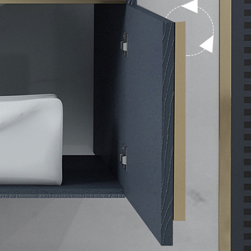 Rectangular Contemporary Bathroom Vanity Set Stainless Steel Sink Cabinet