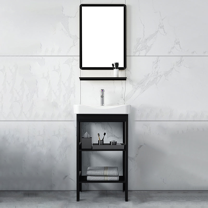 Shelving Included Bath Vanity Set Mirror Freestanding Vanity Set with Single Sink