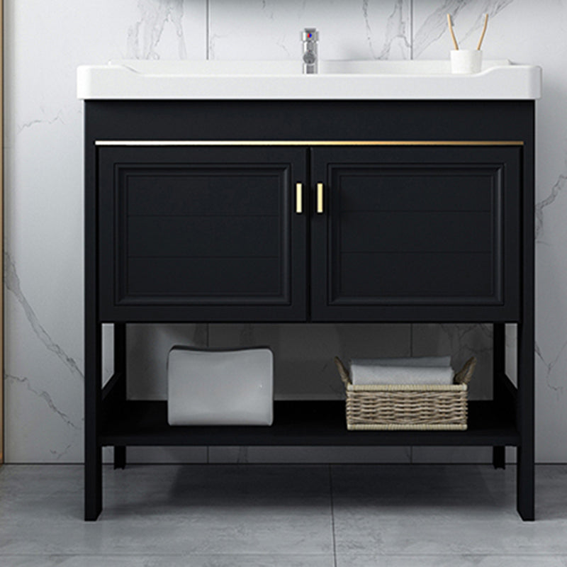 Shelving Included Bath Vanity Set Mirror Freestanding Vanity Set with Single Sink