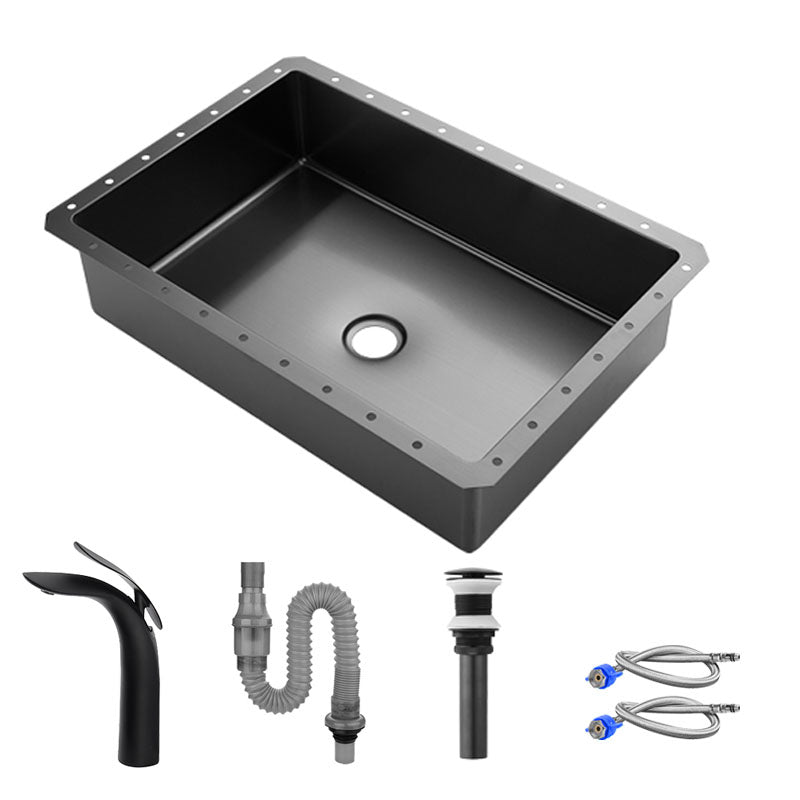 Contemporary Bathroom Sink Metal Rectangular Undermount Bathroom Sink with Pop-Up Drain