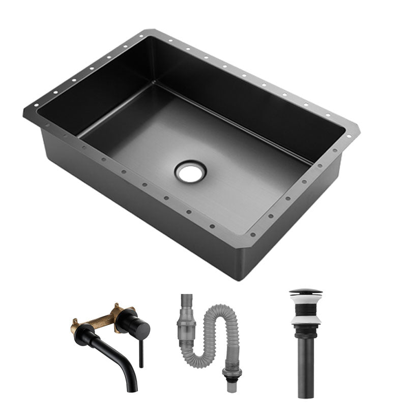 Contemporary Bathroom Sink Metal Rectangular Undermount Bathroom Sink with Pop-Up Drain