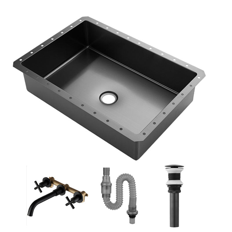 Contemporary Bathroom Sink Metal Rectangular Undermount Bathroom Sink with Pop-Up Drain