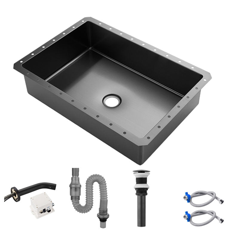 Contemporary Bathroom Sink Metal Rectangular Undermount Bathroom Sink with Pop-Up Drain