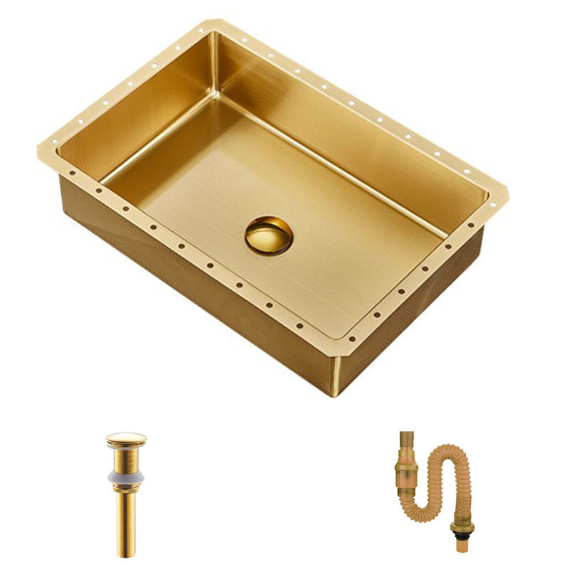 Contemporary Bathroom Sink Metal Rectangular Undermount Bathroom Sink with Pop-Up Drain