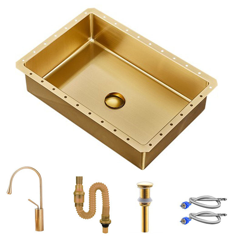Contemporary Bathroom Sink Metal Rectangular Undermount Bathroom Sink with Pop-Up Drain