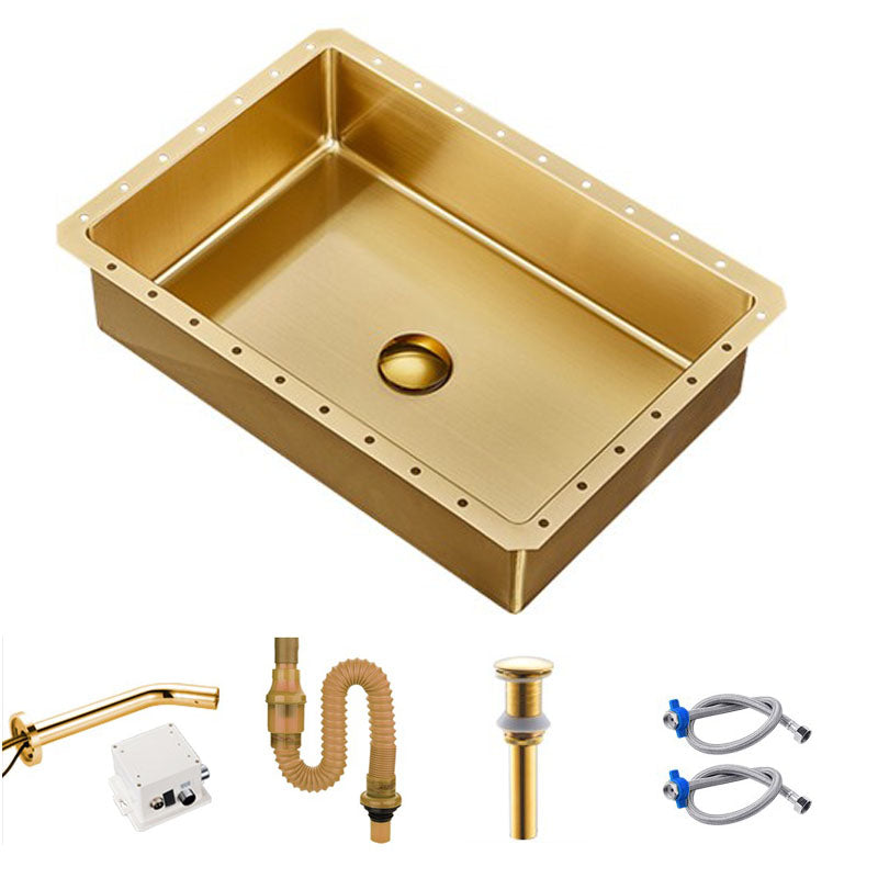 Contemporary Bathroom Sink Metal Rectangular Undermount Bathroom Sink with Pop-Up Drain