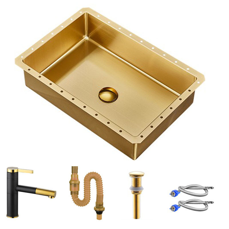 Contemporary Bathroom Sink Metal Rectangular Undermount Bathroom Sink with Pop-Up Drain