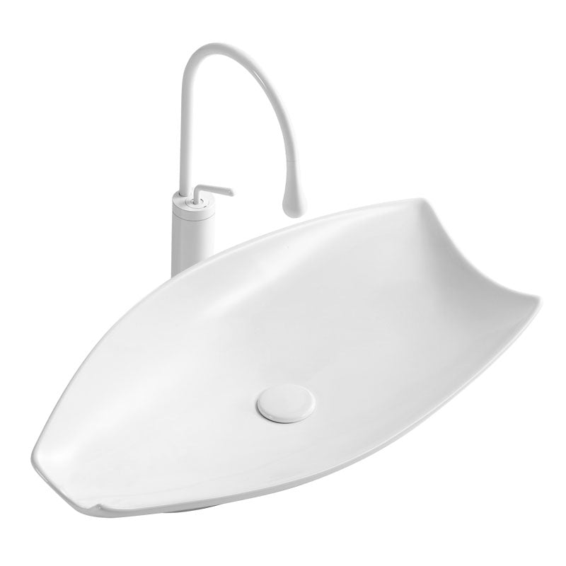 Modern Bathroom Sink Porcelain Specialty Vessel Bathroom Sink with Pop-Up Drain