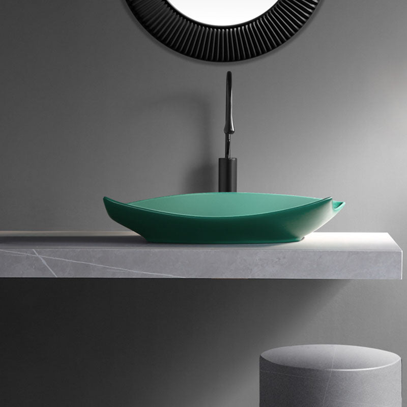 Modern Bathroom Sink Porcelain Specialty Vessel Bathroom Sink with Pop-Up Drain