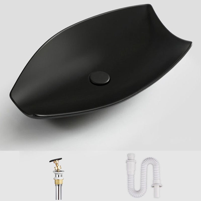Modern Bathroom Sink Porcelain Specialty Vessel Bathroom Sink with Pop-Up Drain