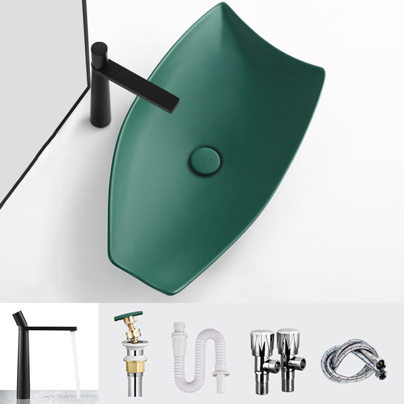 Modern Bathroom Sink Porcelain Specialty Vessel Bathroom Sink with Pop-Up Drain