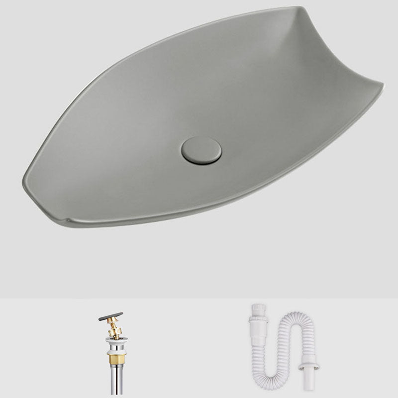 Modern Bathroom Sink Porcelain Specialty Vessel Bathroom Sink with Pop-Up Drain