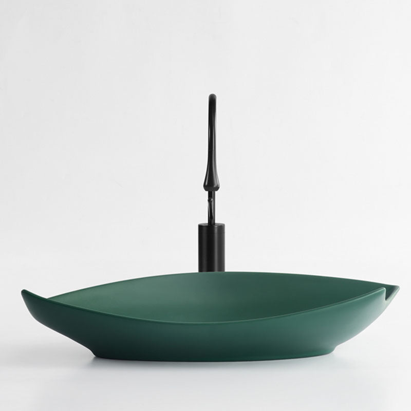 Modern Bathroom Sink Porcelain Specialty Vessel Bathroom Sink with Pop-Up Drain