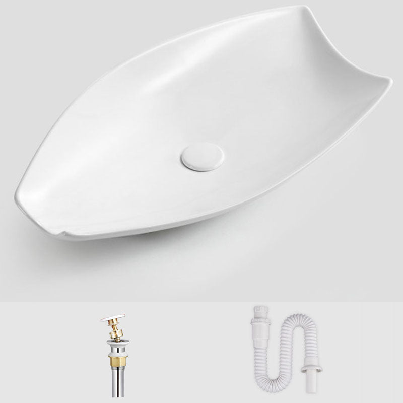 Modern Bathroom Sink Porcelain Specialty Vessel Bathroom Sink with Pop-Up Drain