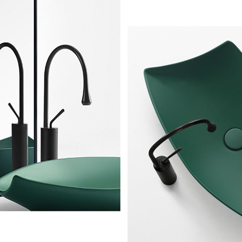 Modern Bathroom Sink Porcelain Specialty Vessel Bathroom Sink with Pop-Up Drain