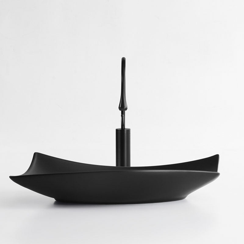 Modern Bathroom Sink Porcelain Specialty Vessel Bathroom Sink with Pop-Up Drain