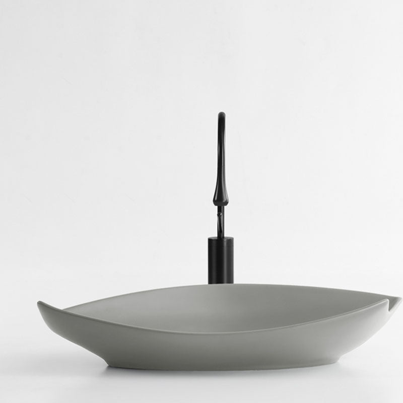 Modern Bathroom Sink Porcelain Specialty Vessel Bathroom Sink with Pop-Up Drain