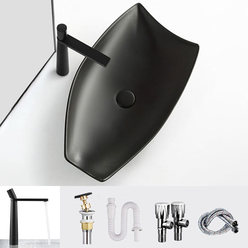 Modern Bathroom Sink Porcelain Specialty Vessel Bathroom Sink with Pop-Up Drain