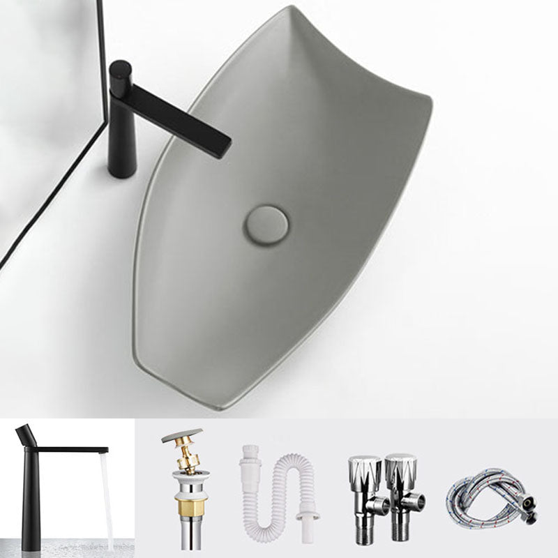 Modern Bathroom Sink Porcelain Specialty Vessel Bathroom Sink with Pop-Up Drain