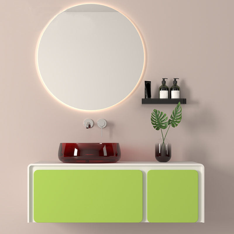 Modern Vessel Bathroom Sink Round with Pop-Up Drain Vessel Sink(Not Included Faucet)