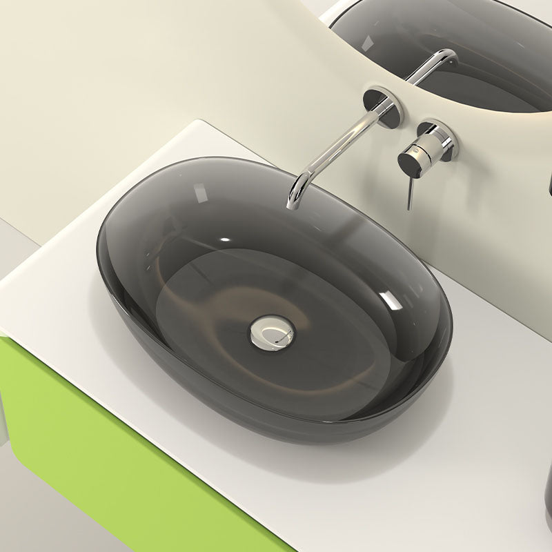Modern Vessel Bathroom Sink Round with Pop-Up Drain Vessel Sink(Not Included Faucet)