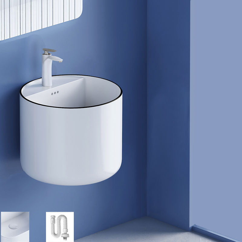 Modern Wall Mount Bathroom Sink Square Porcelain with Faucet Vessel Sink