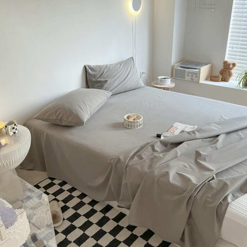1 Piece Bed Sheet Set Cotton No Theme Pillowcase Solid Color Sheet