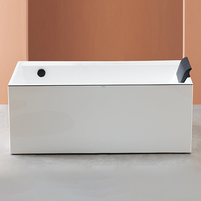 Rectangle Modern White Acrylic Bathtub Back to Wall with Drain Bath Tub
