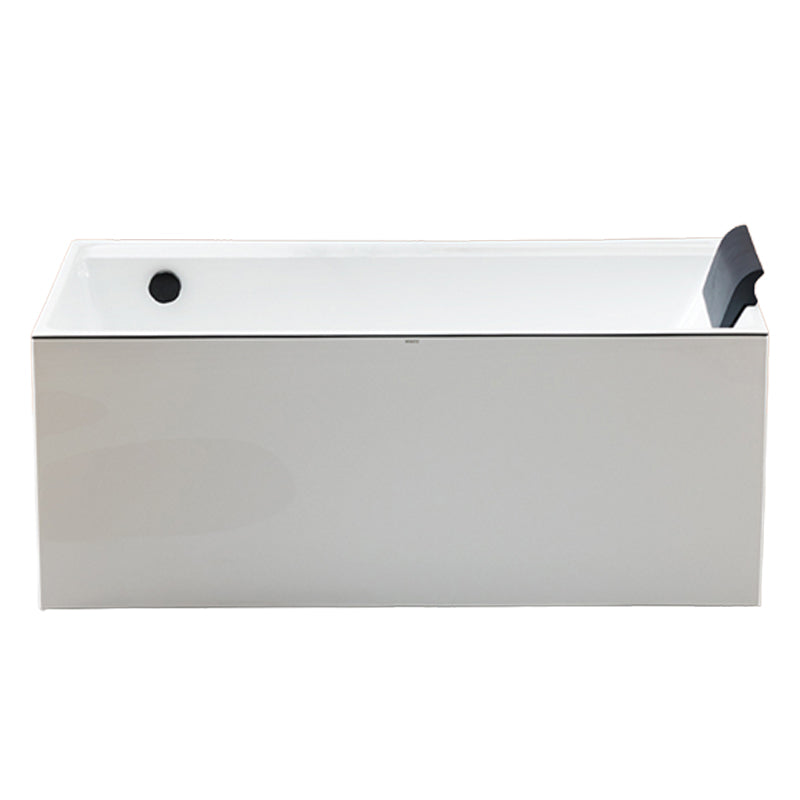 Rectangle Modern White Acrylic Bathtub Back to Wall with Drain Bath Tub