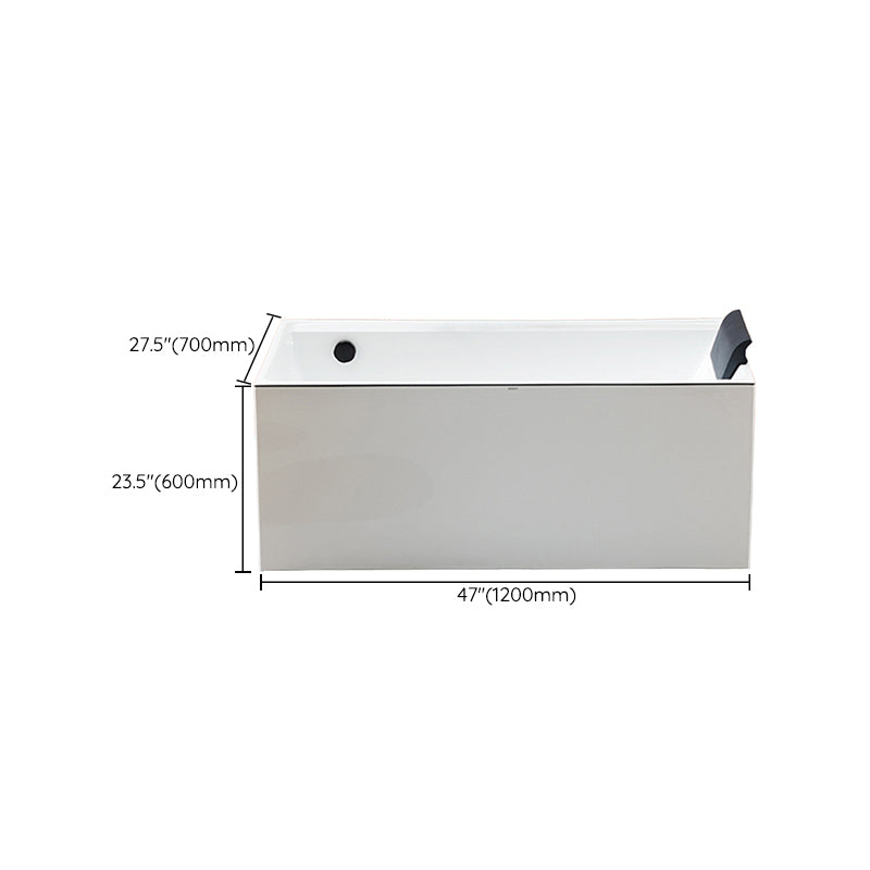 Rectangle Modern White Acrylic Bathtub Back to Wall with Drain Bath Tub