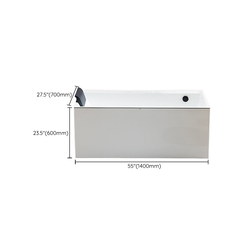 Rectangle Modern White Acrylic Bathtub Back to Wall with Drain Bath Tub
