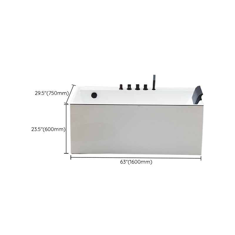Rectangle Modern White Acrylic Bathtub Back to Wall with Drain Bath Tub